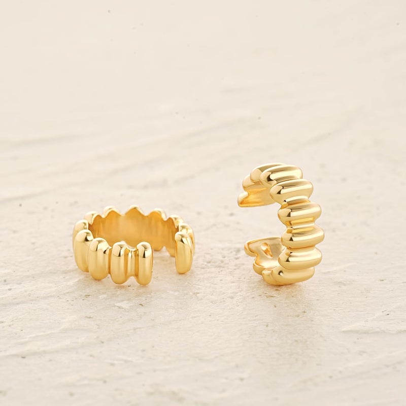 MYEARS Women Ear Cuff Earring Gold Non Pierced Ear Cartilage Clip on Wrap Hoop 14K Gold Filled Tiny Boho Beach Simple Minimalist Delicate Handmade Hypoallergenic Jewelry Gift-Sold as Single/Pair - Image 5